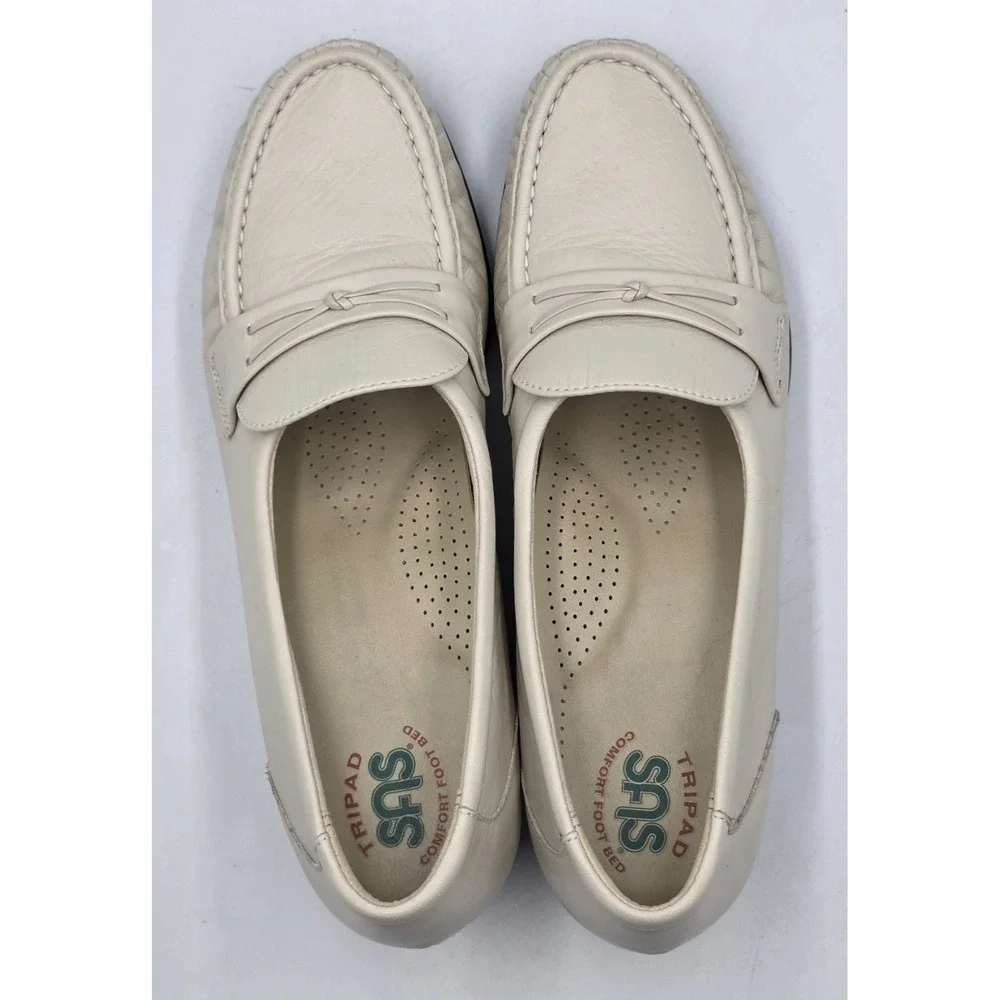 SAS Wink Tripad Womens 9 Bone Pearl Leather Penny Loafers Comfort Slip On USA